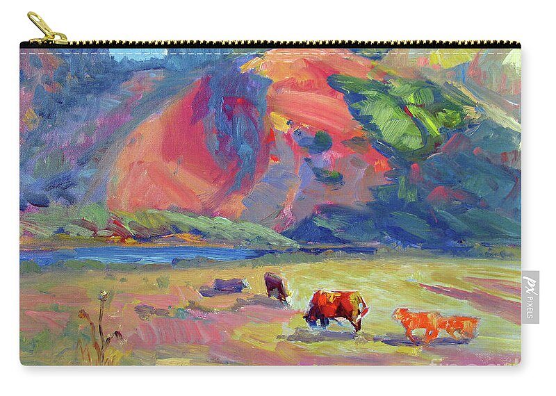 Russian River Zip Pouch featuring the painting River Pasture by John McCormick
