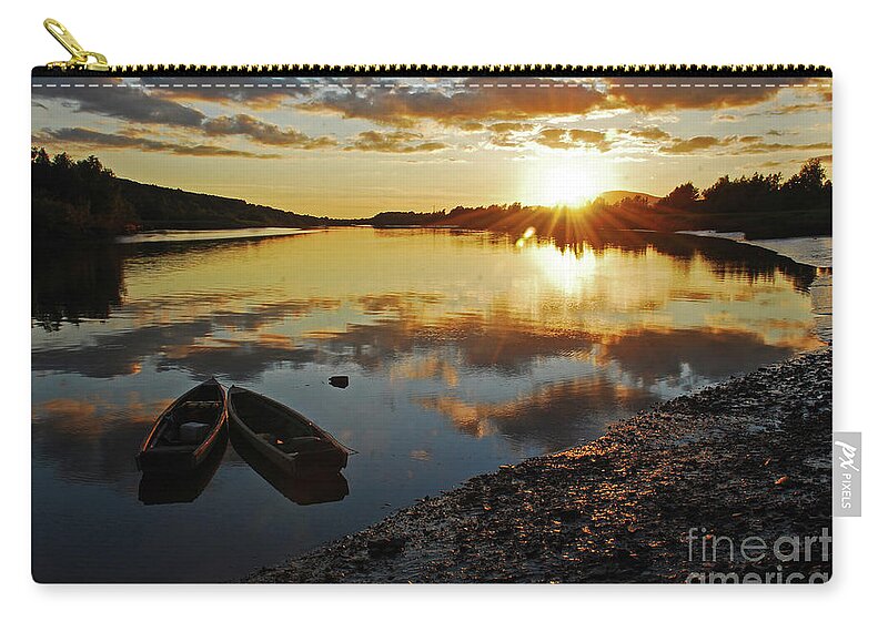 Sunset Zip Pouch featuring the photograph River Suir sunset at Fiddown by Joe Cashin