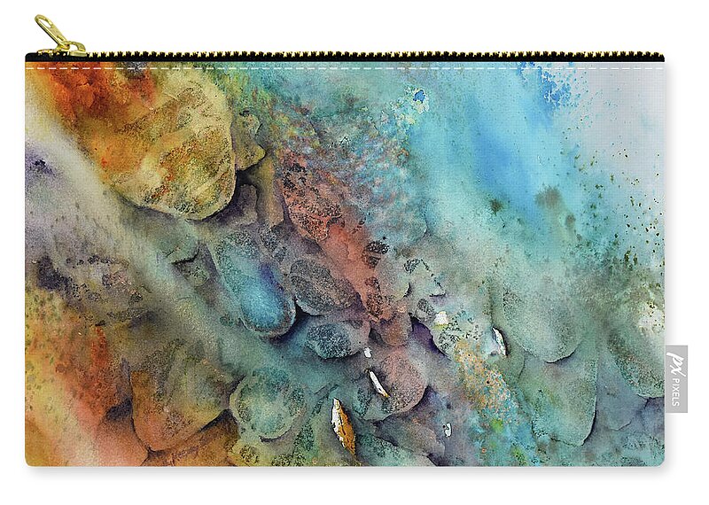 Rocks Zip Pouch featuring the painting Riverbed No. 2 by Wendy Keeney-Kennicutt