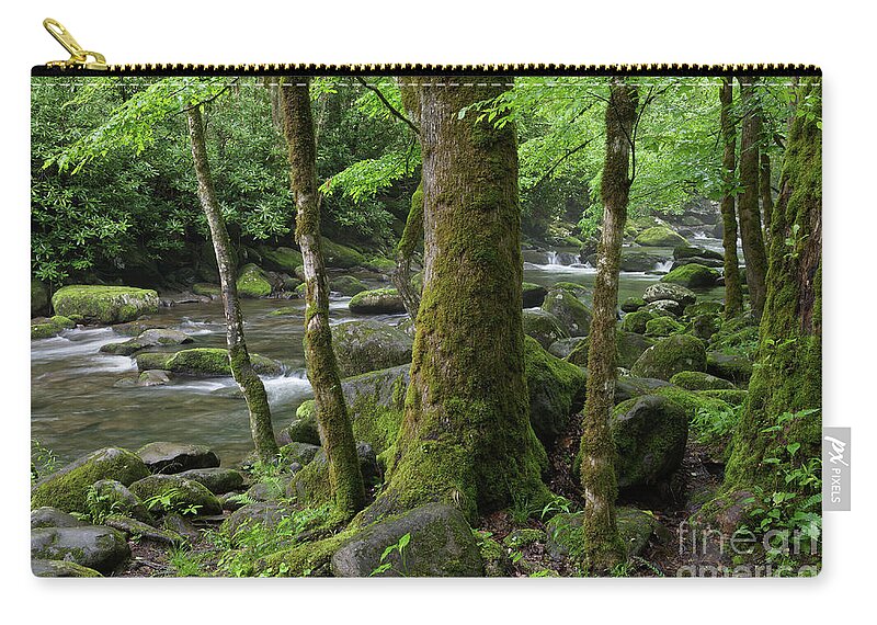 Moss Zip Pouch featuring the photograph Riverside Moss by Phil Perkins