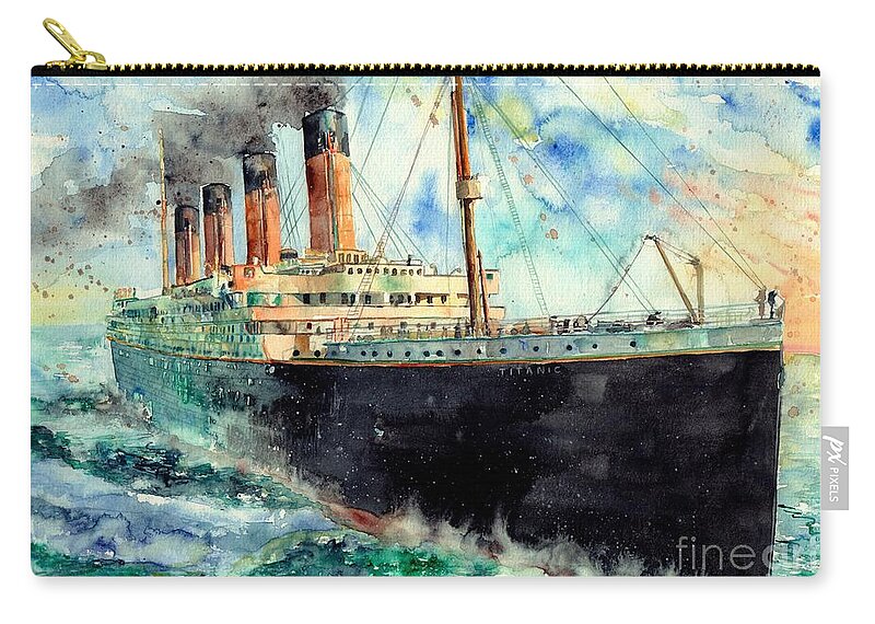 Rms Titanic Carry-all Pouch featuring the painting RMS Titanic White Star Line Ship by Suzann Sines