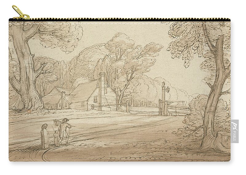 19th Century Painters Zip Pouch featuring the drawing Road Scene in Windsor Forest by Benjamin West