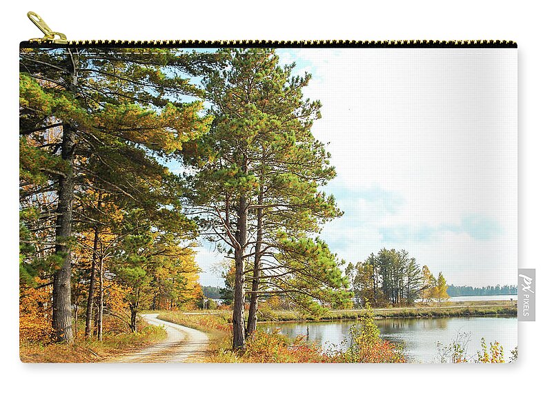 Seney National Wildlife Refuge Zip Pouch featuring the photograph Road Through the Wildlife Refuge by Robert Carter