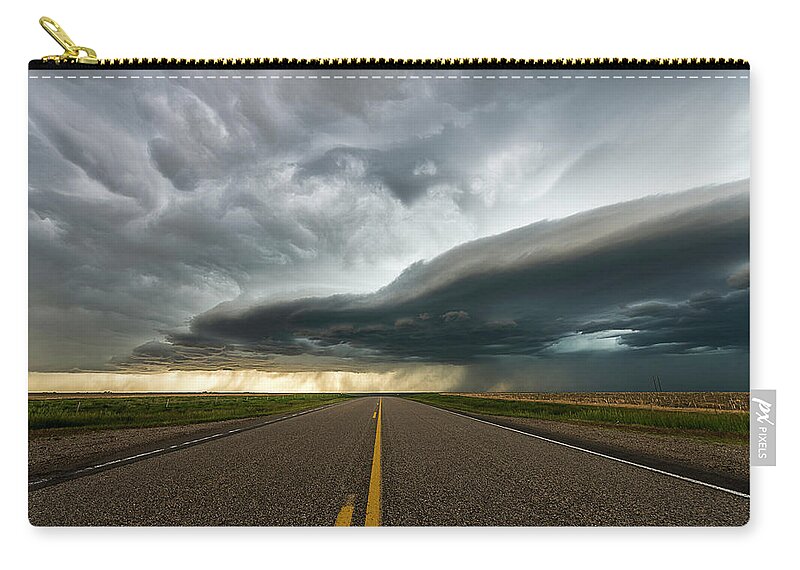 Road Zip Pouch featuring the photograph Road To The Storm by Marcus Hustedde