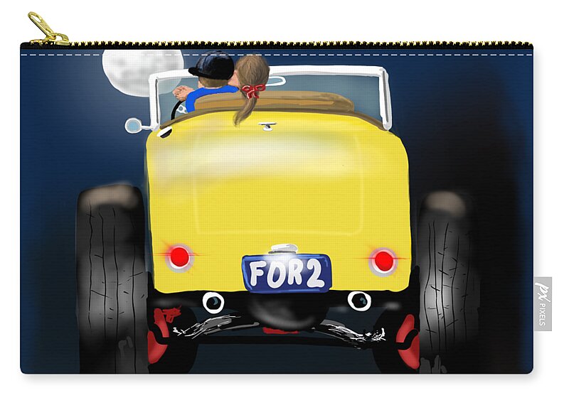 Hot Rod Zip Pouch featuring the digital art Roadster Love by Doug Gist