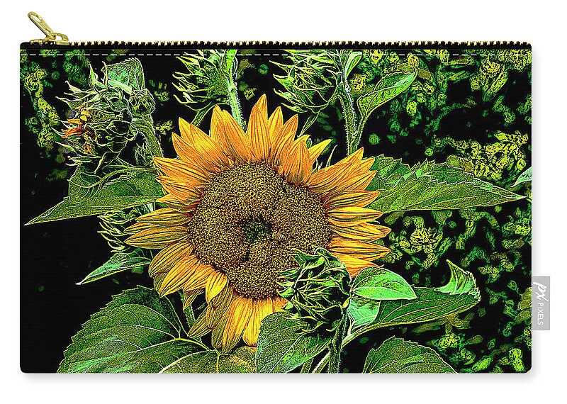 Sunflower Carry-all Pouch featuring the digital art Roaming the Sunflower by SnapHappy Photos