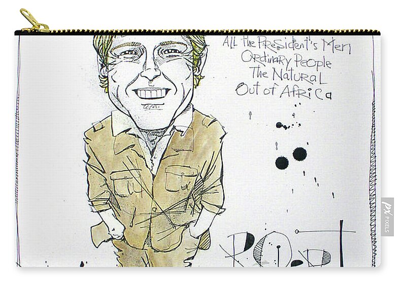  Zip Pouch featuring the drawing Robert Redford by Phil Mckenney
