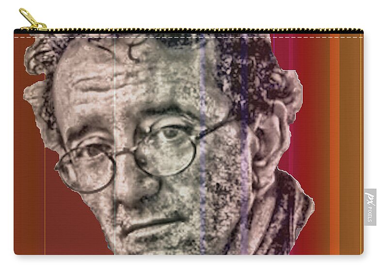 Bolano Zip Pouch featuring the digital art Roberto Bolano by Asok Mukhopadhyay
