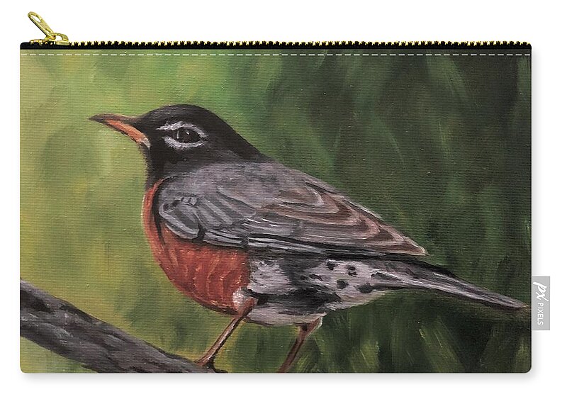 Bird Zip Pouch featuring the painting Robin by Jill Ciccone Pike