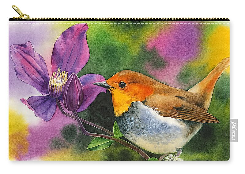 Robin Carry-all Pouch featuring the painting Robin by Espero Art