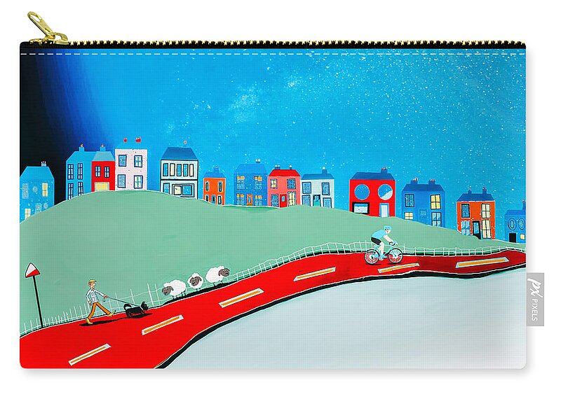 Hillside Village Carry-all Pouch featuring the digital art Robs Hill by John Mckenzie