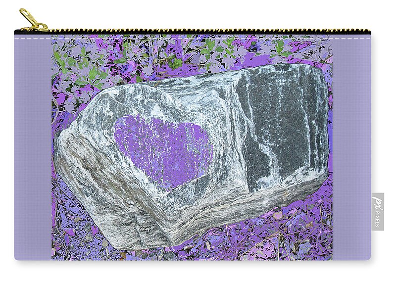 Rock Zip Pouch featuring the digital art Rock Art Heart Abstract by Mars Besso