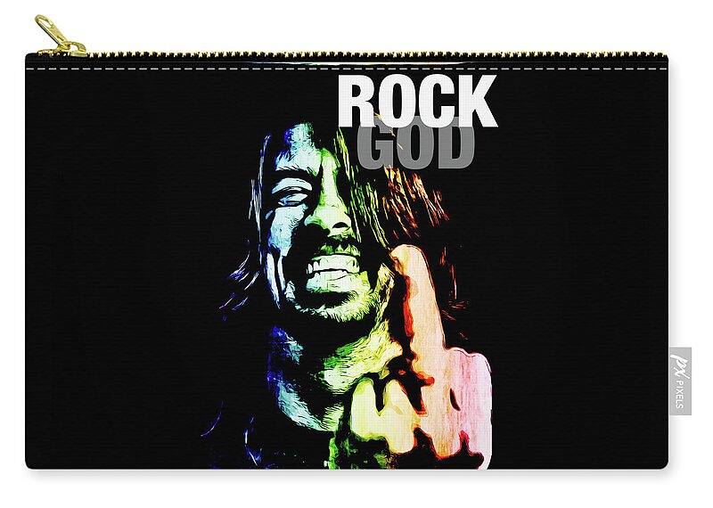 Dave Grohl Zip Pouch featuring the digital art Rock God by Christina Rick