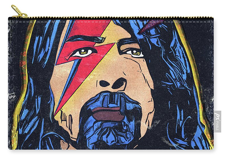 Dave Grohl Zip Pouch featuring the digital art Rock n Roll Rebel by Christina Rick