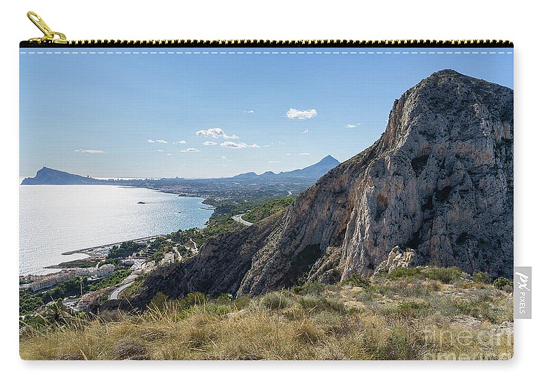 Mediterranean Coast Zip Pouch featuring the photograph Rocks of Mascarat, Sierra Helada and Benidorm by Adriana Mueller