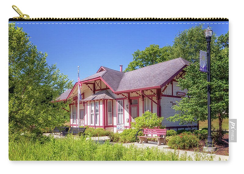 Train Depot Zip Pouch featuring the photograph Rockville Train Depot by Susan Rissi Tregoning