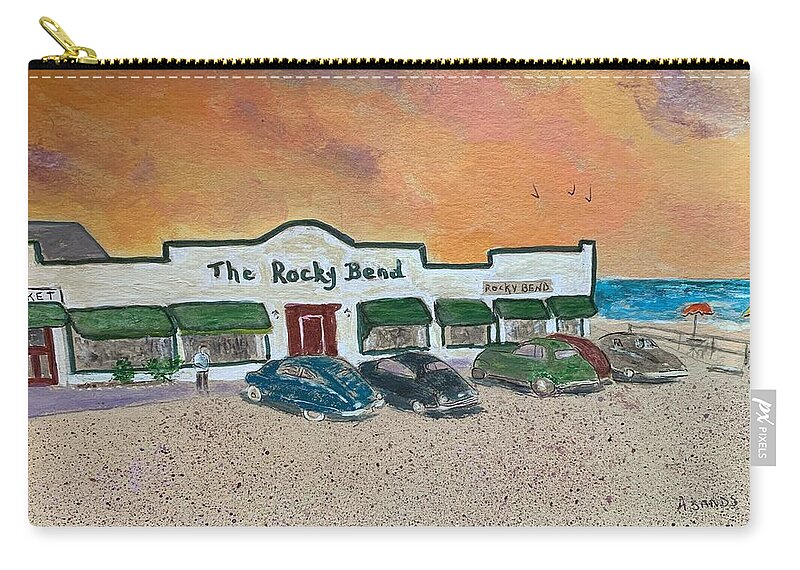Hampton Beach Zip Pouch featuring the painting Rocky Bend North Hampton by Anne Sands