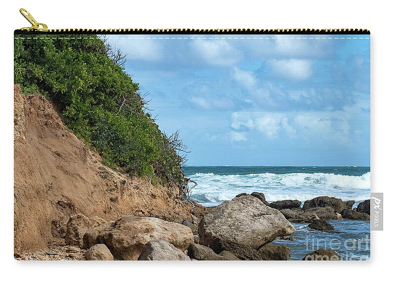 Playa Del Dorado Zip Pouch featuring the photograph Rocky Coast of Playa Del Dorado, Puerto Rico by Beachtown Views