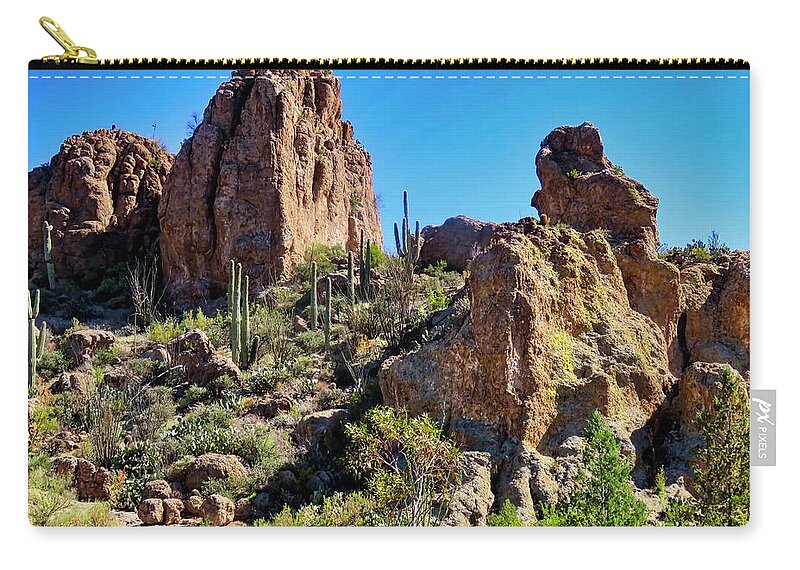 Arboretum Carry-all Pouch featuring the photograph Rocky HIghrises in the Sonoran Desert by Judy Kennedy