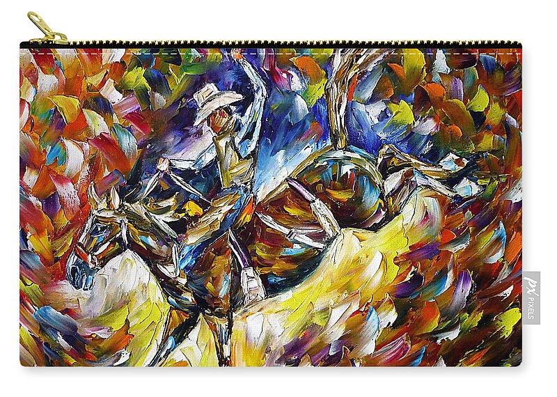 Cowboy Painting Carry-all Pouch featuring the painting Rodeo II by Mirek Kuzniar