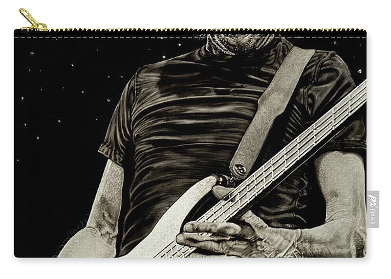 Acrylic Paint Zip Pouch featuring the painting Rodger Waters Fear Builds Walls by Dan Menta