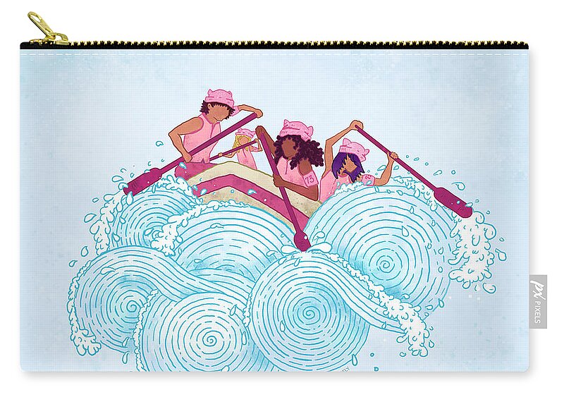 Roe Zip Pouch featuring the digital art Roe Your Vote - Blue Wave by Laura Ostrowski