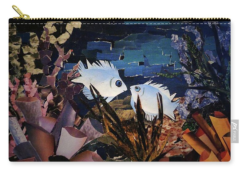 Impressionist Zip Pouch featuring the mixed media Romance in the Reef by JAMartineau