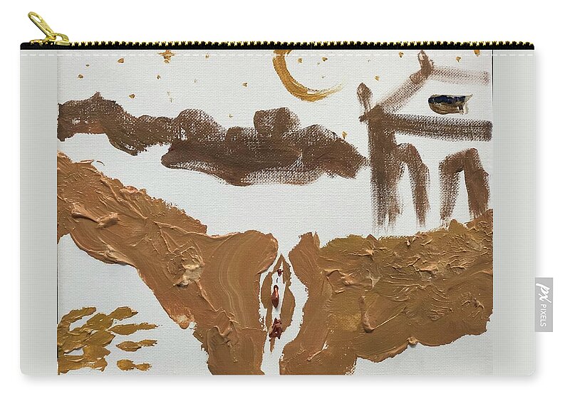 Tamar Zip Pouch featuring the painting Rooftop Fallout by Bethany Beeler