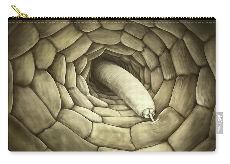 Nematode Carry-all Pouch featuring the digital art Root feeding nematode by Kate Solbakk