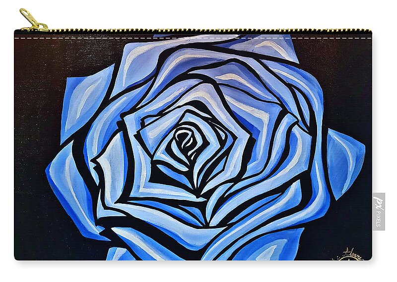 Zip Pouch featuring the painting Rosa Blu by Emanuel Alvarez Valencia