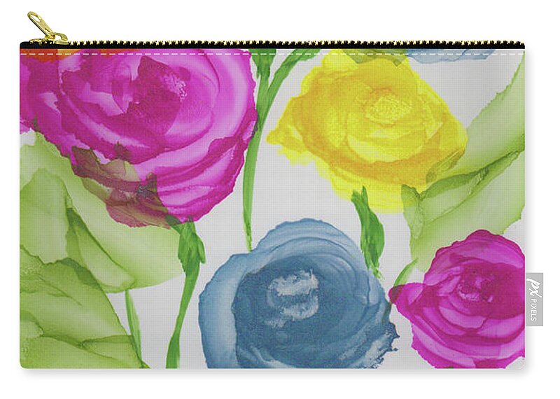 Floral Zip Pouch featuring the painting Rose Garden by Kimberly Deene Langlois