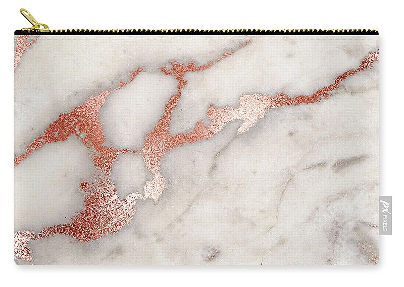 Marble Carry-all Pouch featuring the painting Rose Gold Marble Blush Pink Copper Metallic Foil by Modern Art