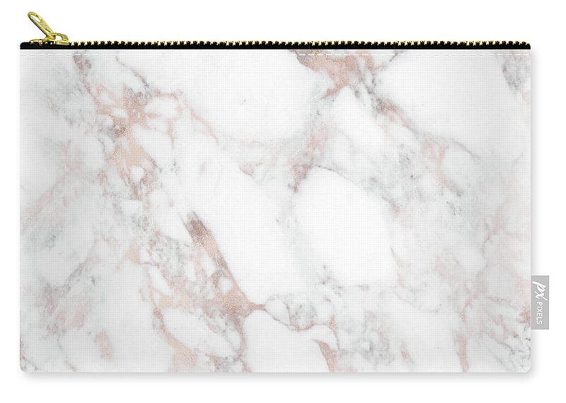 Marble Carry-all Pouch featuring the painting Rose Gold Marble Blush Pink Metallic Foil by Modern Art