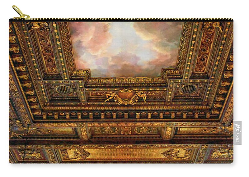 New York Public Library Zip Pouch featuring the photograph Rose Reading Room Ceiling by Jessica Jenney