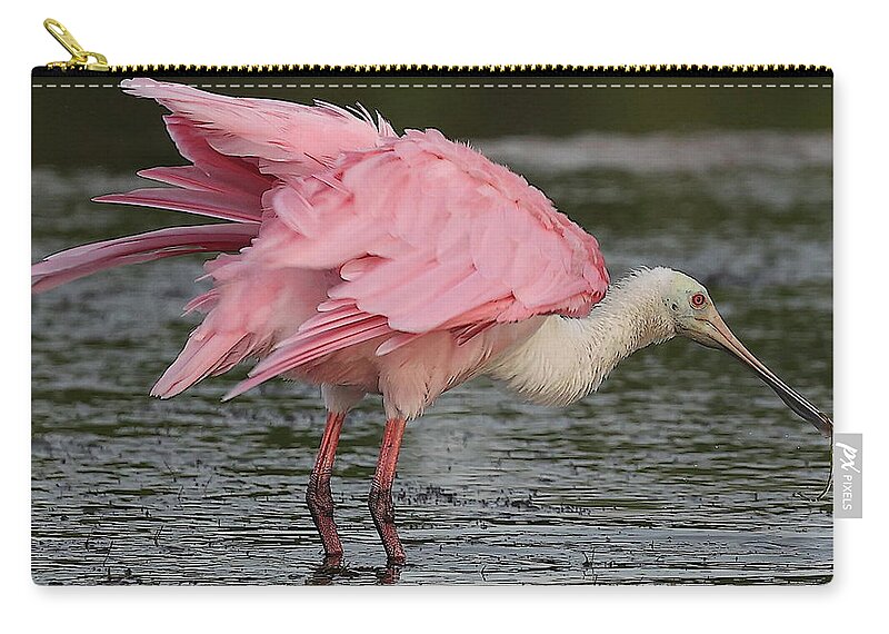 Roseate Spoonbill Carry-all Pouch featuring the photograph Roseate Spoonbill 14 by Mingming Jiang