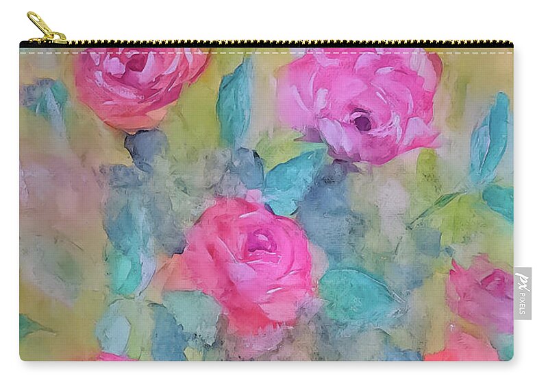 Roses Carry-all Pouch featuring the painting Roses Everywhere by Lisa Kaiser