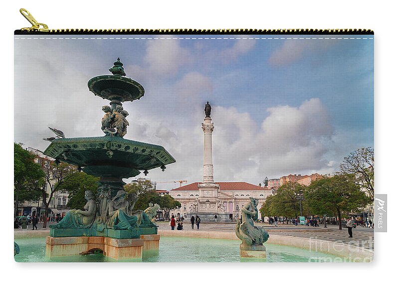 Lisbon Carry-all Pouch featuring the photograph Rossio Square, Lisbon by Anastasy Yarmolovich
