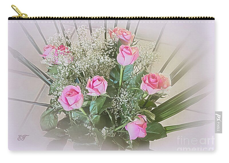 Roses Zip Pouch featuring the photograph Rosy Posy by Elaine Teague