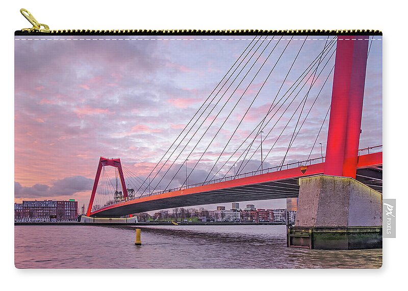 Rotterdam Carry-all Pouch featuring the photograph Rotterdam, Willems Bridge at sunrise by Frans Blok