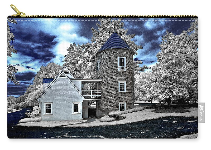 Infrared Zip Pouch featuring the photograph Round House in Charlottesville by Anthony M Davis