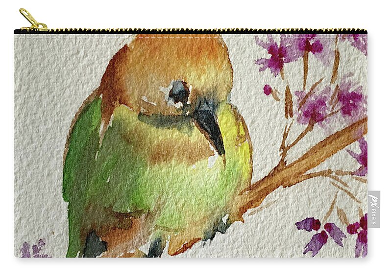 Round Bird Zip Pouch featuring the painting Round Peeps by Roxy Rich