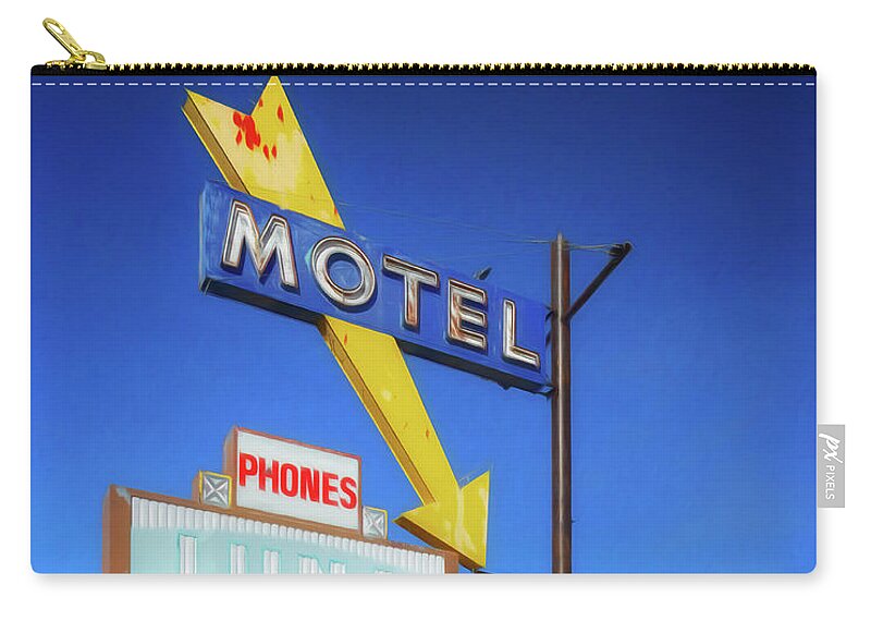 Route 66 Zip Pouch featuring the photograph Route 66 - Luna Lodge - Albuquerque by Susan Rissi Tregoning