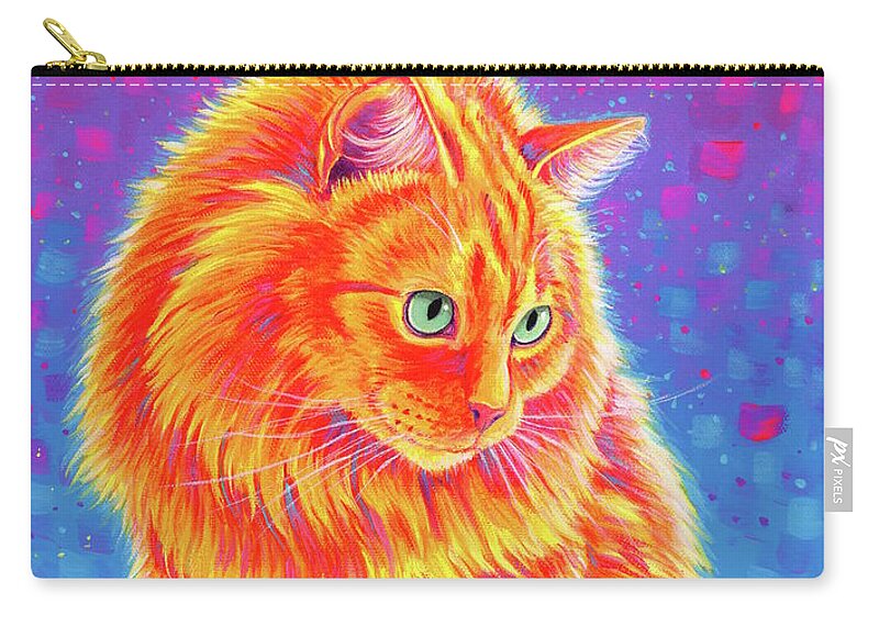 Cat Zip Pouch featuring the painting Rover the Orange Tabby Cat by Rebecca Wang