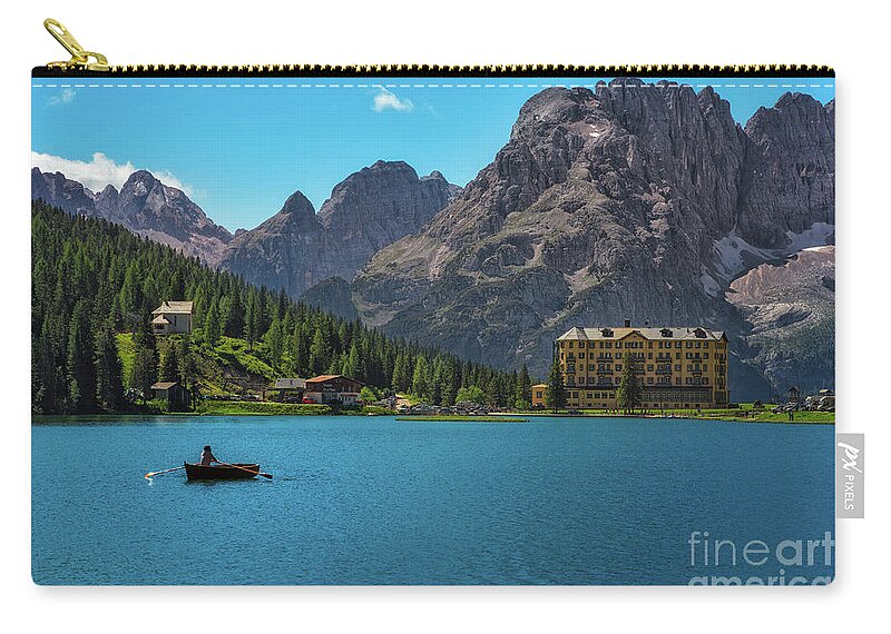 Misurina Zip Pouch featuring the photograph Rowing in the lake by The P