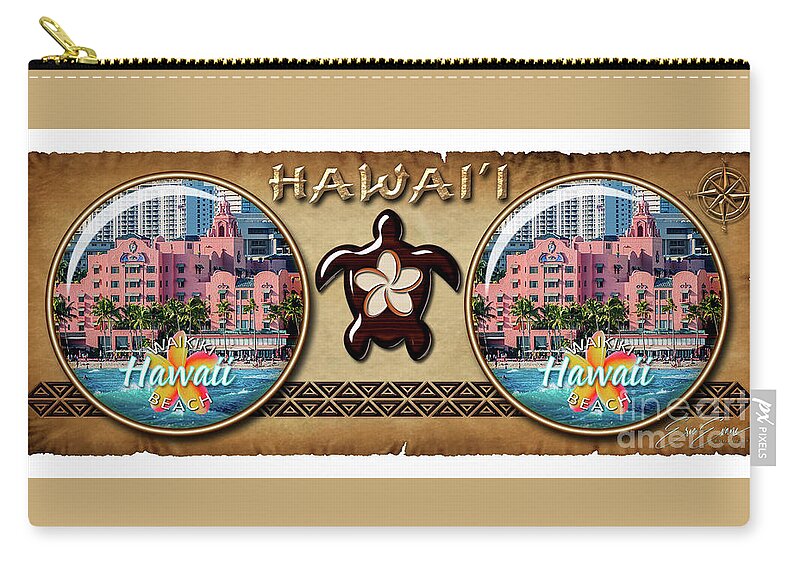 Hawaiian Coffee Mug Design Zip Pouch featuring the photograph Royal Hawaiian Hotel Waikiki Beach Hawaiian Style Coffee Mug Design by Aloha Art