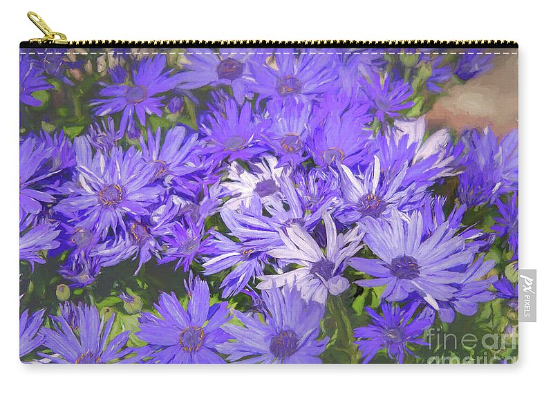 Royal Zip Pouch featuring the photograph Royal Purple and White Dome Asters by Diana Mary Sharpton