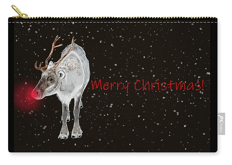 Nature Zip Pouch featuring the mixed media Rudolph by Judy Cuddehe