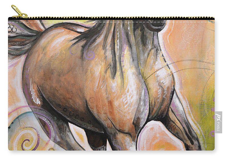 Horse Zip Pouch featuring the painting Run Free by Amy Giacomelli