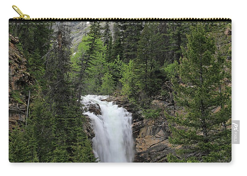 Running Eagle Falls Zip Pouch featuring the photograph Running Eagle Falls - Glacier National Park by Richard Krebs