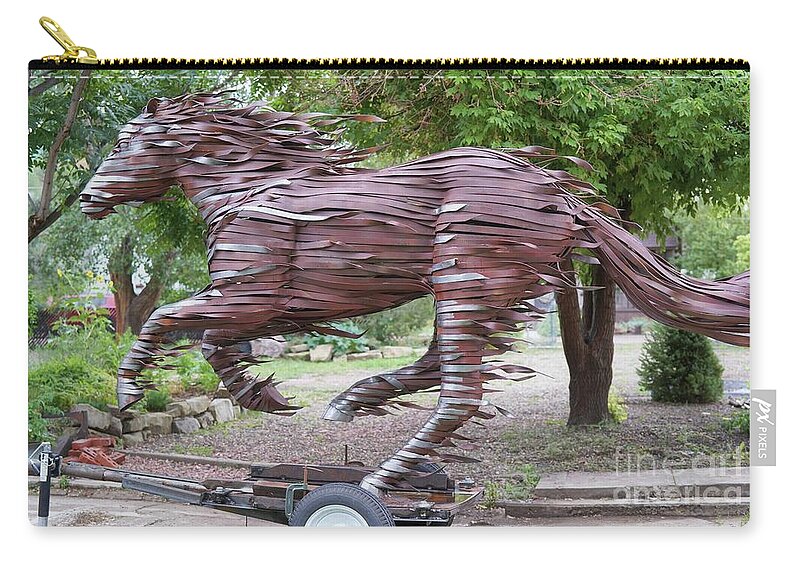 Horse Zip Pouch featuring the sculpture Running Horse by Hans Droog